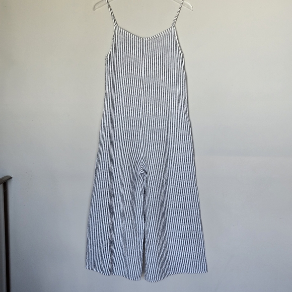 Vitamin A Linen Black Stripe Capri Jumpsuit - Picture 11 of 13